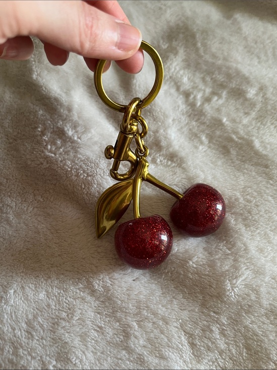 Accessories - Gold Cherry dupe Keychain with Sparkling Red Cherries